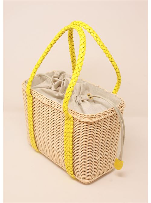 wicker basket with linen bag Laboratorio Capri | 163NATYELLOW